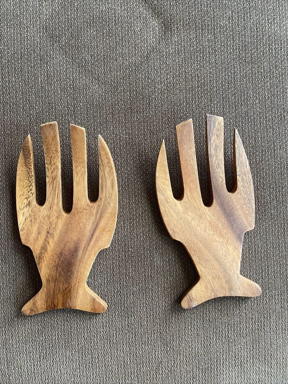 Bamboo Wooden Salad Hands Forks Pasta Tongs Claws Made In Philippines Used Once